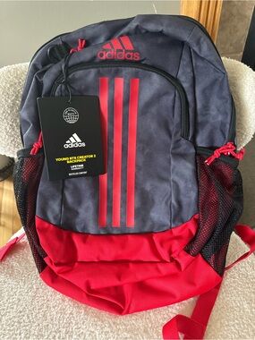 adidas Gray and Red Youth Backpack with